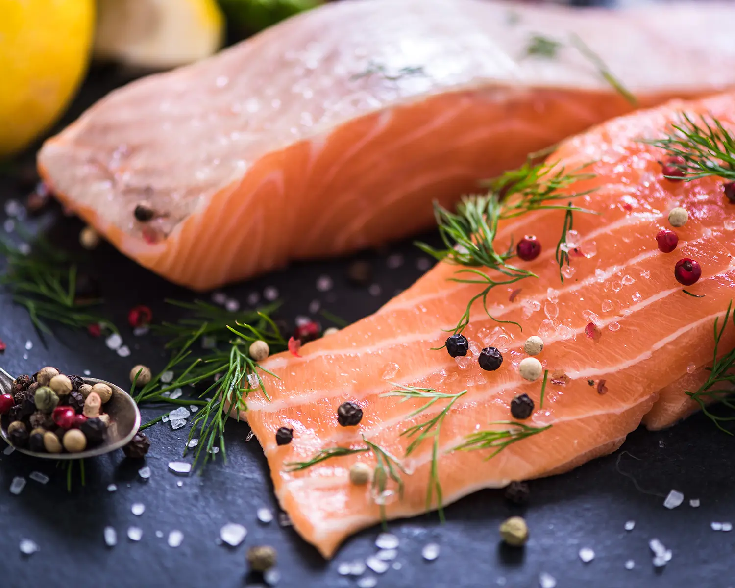 Prepared salmon fillet ready for cooking